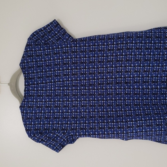 J. McLaughlin Mini Dress Blue Patterned  XS Pockets Neutral Casual Academia - Picture 7 of 14